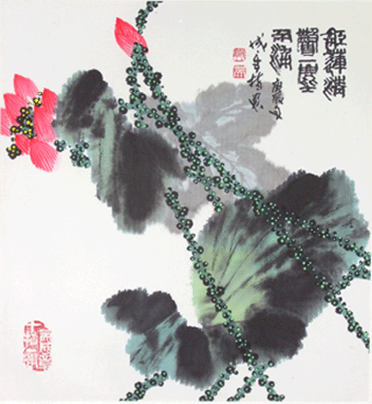 红莲清馨(指画)
